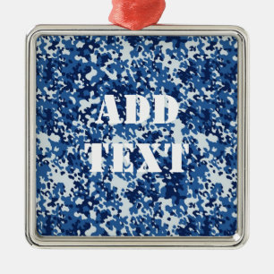 Ornamento De Metal Padrão Militar Azul Digital