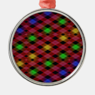 Ornamento De Metal Padrão Multicolor De Verificação De Gingham