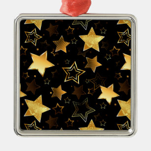 Ornamento De Metal Padrão sem costura com estrelas de Ouro