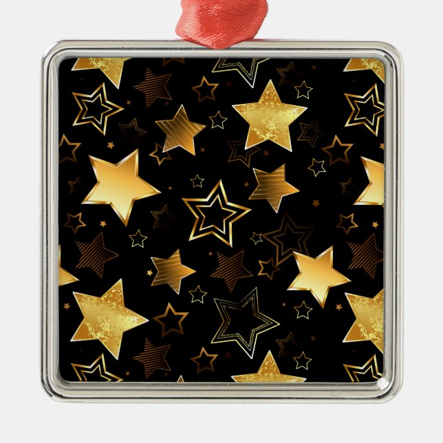 Ornamento De Metal Padrão sem costura com estrelas de Ouro (Frente)