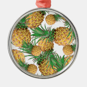 Ornamento De Metal Padrão Tropical Yummy Pineapple