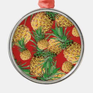 Ornamento De Metal Padrão Tropical Yummy Pineapple