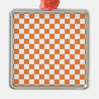 Ornamento De Metal Padrão Verificado Laranja