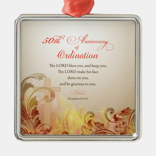 Ornamento De Metal Padre, 50º Aniversário da Bênção da Ordenação (Frente)