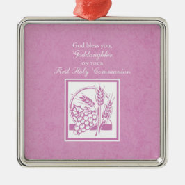 Ornamento De Metal Padrinha Primeira Comunhão, Rosa