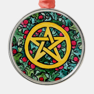 Ornamento De Metal Pagan Yule Pentagram