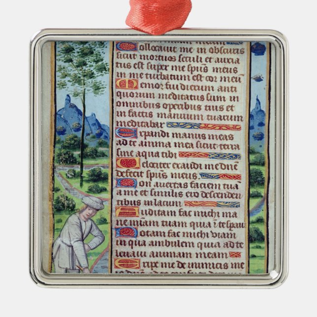 Ornamento De Metal Página do texto Latin com beira (Frente)