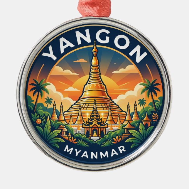 Ornamento De Metal Pagode Shwedagon Myanmar (Frente)