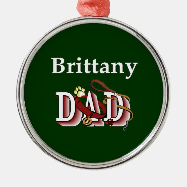Ornamento De Metal Pai Brittany Spaniel (Frente)