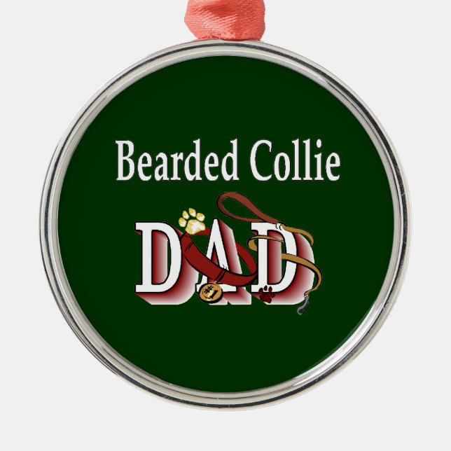 Ornamento De Metal Pai Collie (Frente)