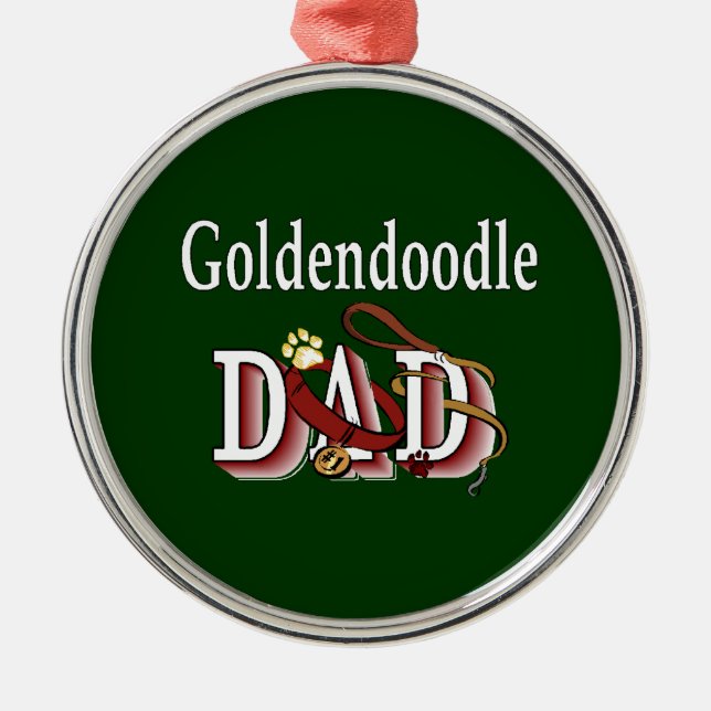 Ornamento De Metal Pai de Goldendoodle (Frente)