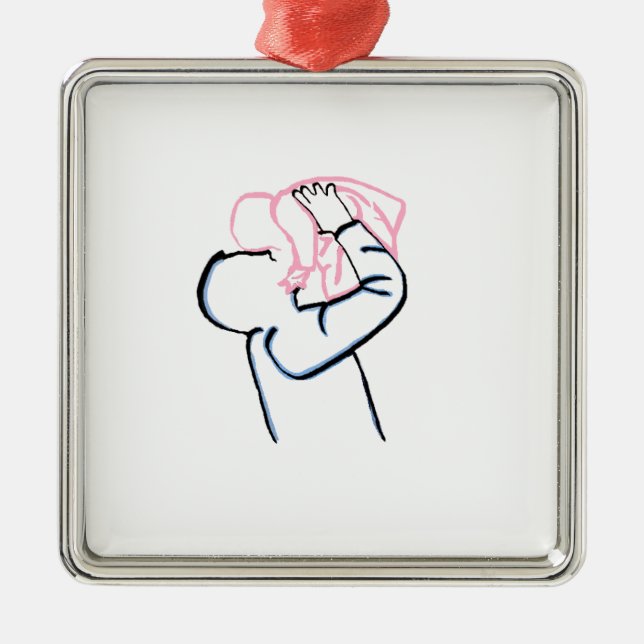 Ornamento De Metal Pai e filha. (Frente)