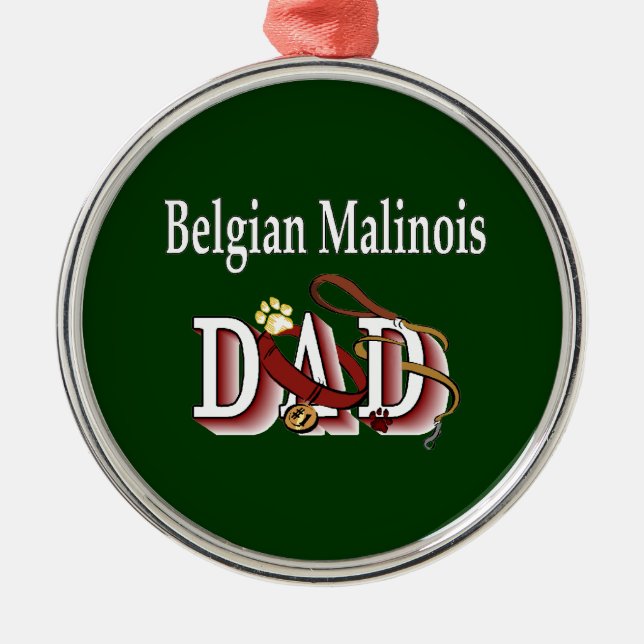 Ornamento De Metal Pai Malinois belga (Frente)