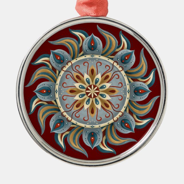 Ornamento De Metal Painterly Mandala (Frente)