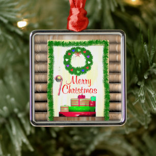 Ornamento De Metal País Feliz Porta de Natal