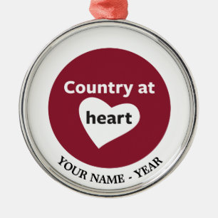 Ornamento De Metal País no coração