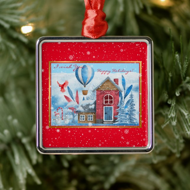 Ornamento De Metal Paisagem Bonita Com Neve Personalizada (Árvore)