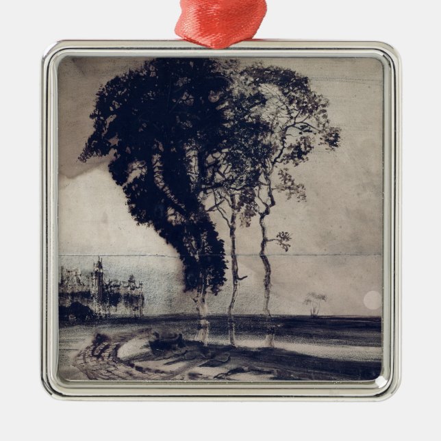Ornamento De Metal Paisagem com três árvores, 1850 (Frente)