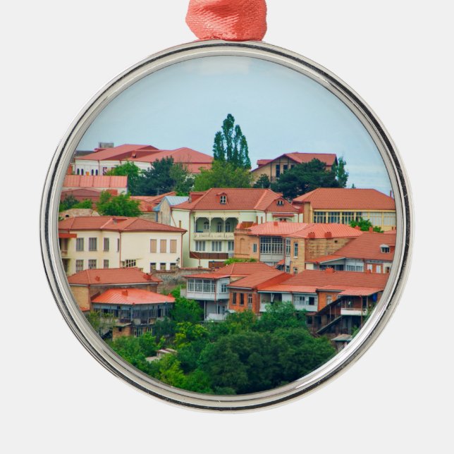 Ornamento De Metal Paisagem da Cidade da Geórgia (Frente)