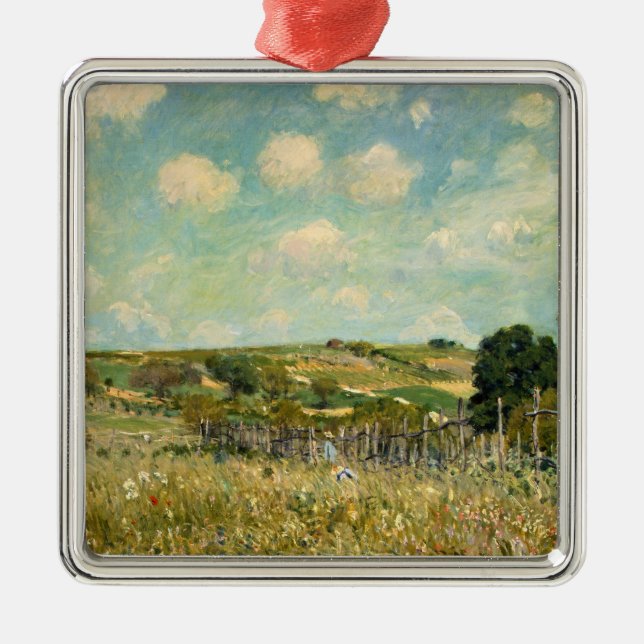 Ornamento De Metal Paisagem de campo (por Alfred Sisley) (Frente)