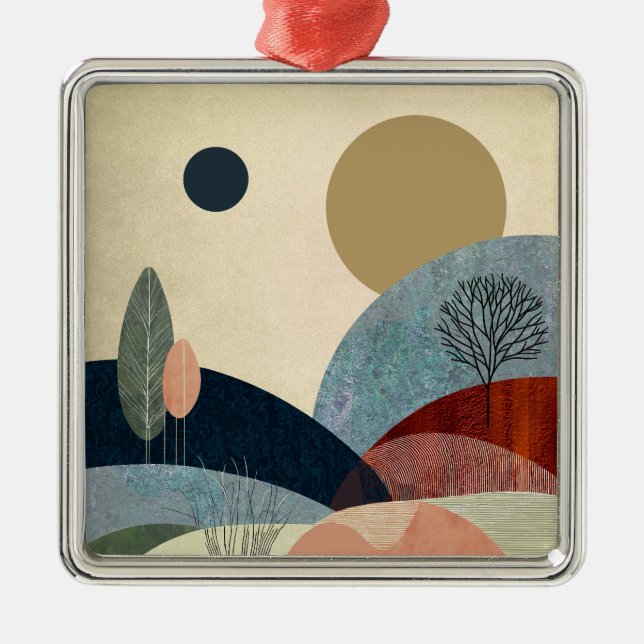 Ornamento De Metal Paisagem de Colinas Fantasia (Frente)