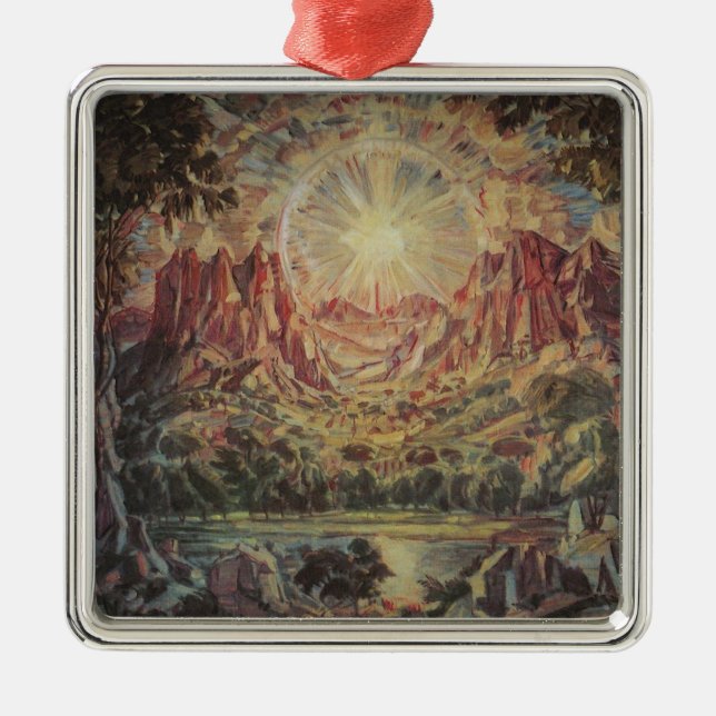 Ornamento De Metal Paisagem de montanha (por Konstantin Bogaevsky) (Frente)