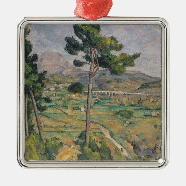 Ornamento De Metal Paisagem de Paul Cezanne | com viaduto (Frente)