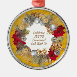 Ornamento De Metal Palavra de Natal JESUS do CELEBRATE amarelo person