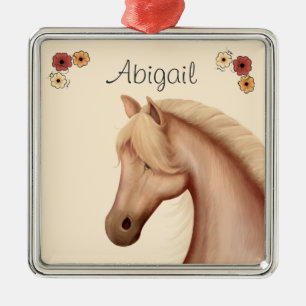 Ornamento De Metal Palomino Bonito personalizado e flores