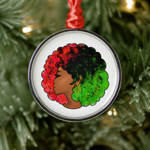 Ornamento De Metal Pan-africana menina mulher negra verde vermelho or