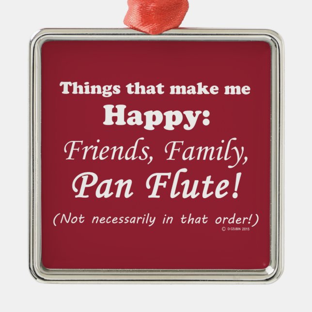 Ornamento De Metal Pan Flute Me Torna Feliz (Frente)