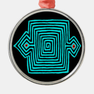 Ornamento De Metal Panamá Mola Tortoise - Preto Azul