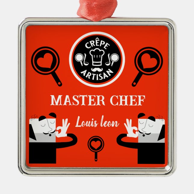 Ornamento De Metal Pancake Chef Master (Frente)