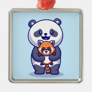 Ornamento De Metal Panda e Fox