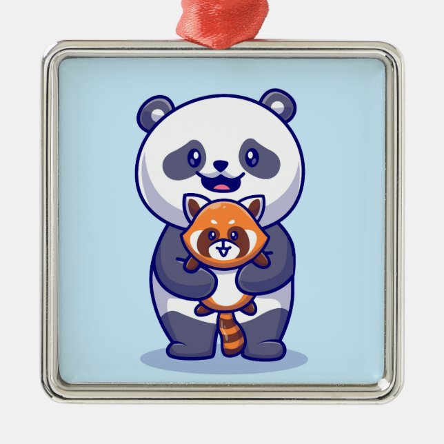 Ornamento De Metal Panda e Fox (Frente)