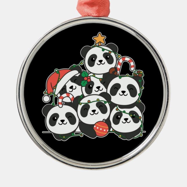 Ornamento De Metal Panda Natal Árvore Funny Animal Christmas Cerami (Frente)
