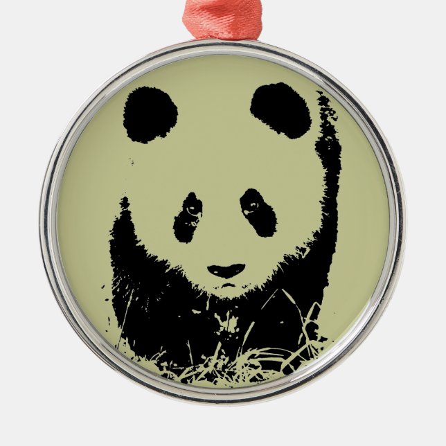 Ornamento De Metal Panda Pop Art (Frente)
