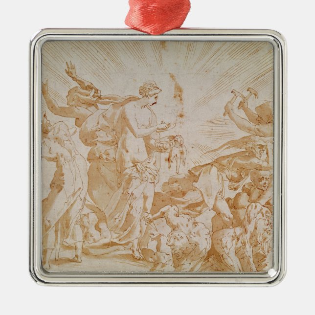 Ornamento De Metal Pandora que abre a caixa (Frente)