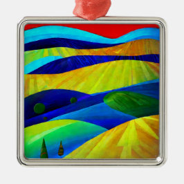 Ornamento De Metal Panorama Colinas Rainbow Fantasy