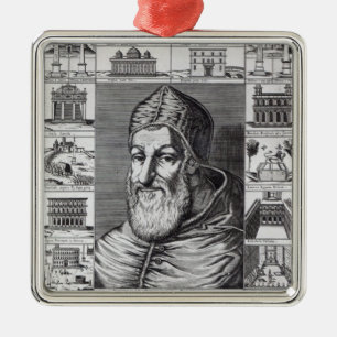Ornamento De Metal Papa Sixtus V, cercado pelas igrejas