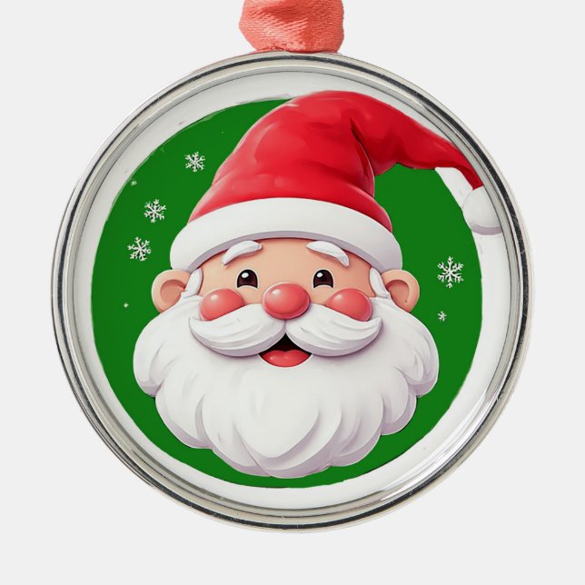 Ornamento De Metal Papai Noel Alegre Com Natal Nevado (Frente)