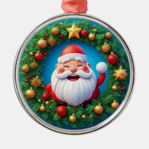 Ornamento De Metal Papai Noel Alegre Com Natal Nevado
