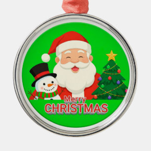 Ornamento De Metal Papai Noel Alegre Com Neve
