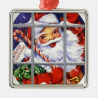 Papai noel através das placas de janela
