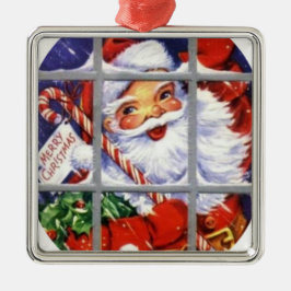 Ornamento De Metal Papai noel através das placas de janela