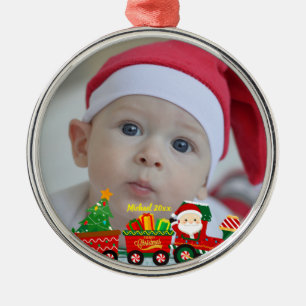 Ornamento De Metal Papai Noel de Trem com Presentes e Árvore de Natal