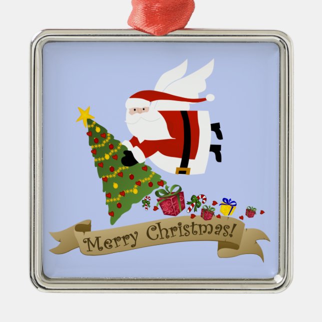 Ornamento De Metal Papai Noel Entrega (Frente)