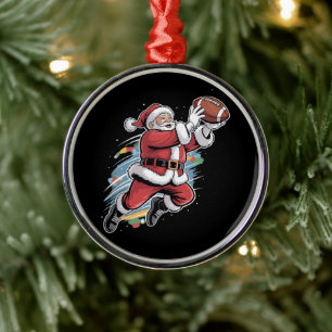Ornamento De Metal Papai Noel Jogando Futebol Americano Natal 