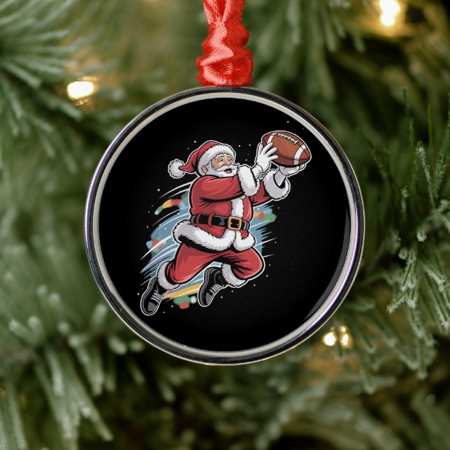 Ornamento De Metal Papai Noel jogando futebol americano no Natal (Árvore)