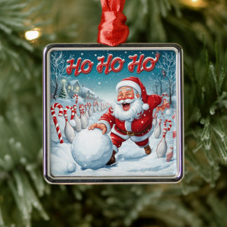 Ornamento De Metal Papai Noel Marcante na Pista de Boliche da Cana de